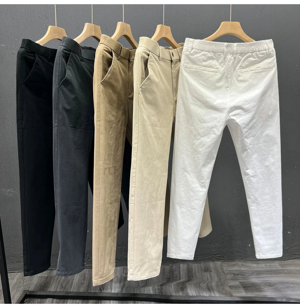 Men's Summer Thin Pants 2025 New Straight Simple and Versatile White Casual Man Clothing Trendy Slim-fitting Cotton Cargo Pants