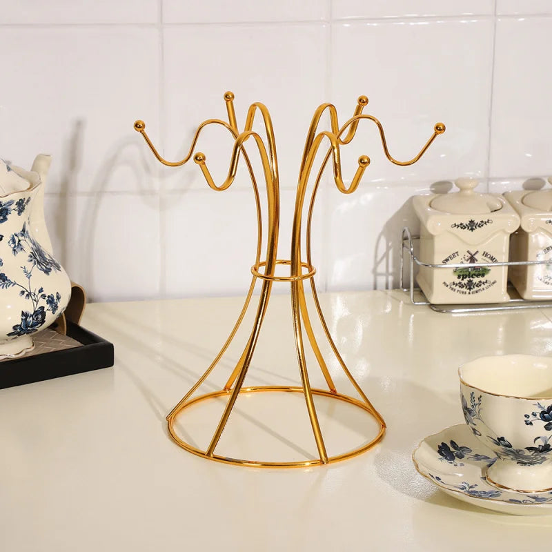 Home Desktop Flat Six Cup Iron Frame, Kitchen Inverted Water Cup Storage Rack, Restaurant Coffee Cup Storage And Drainage Rack