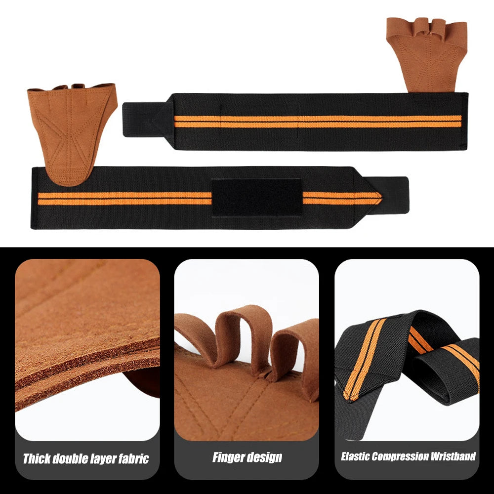 1 Pair Weight Lifting Training Gloves Fitness Sports Body Building Gymnastics Grips Gym Hand Palm Wrist Protector Gloves