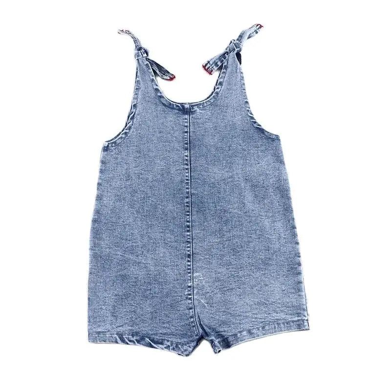 6m-12t 2024 New Summer Spring Denim Famliy Clothing Set Girls Suspender Dress Skirt Baby Sleeveless Romper Overall Boys Shirt
