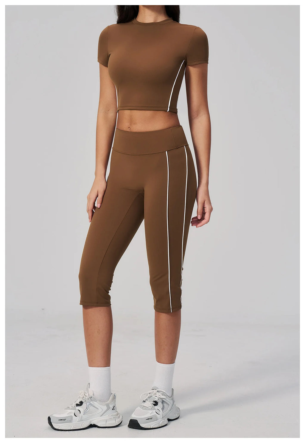 2PCS Yoga Set Women Tracksuit Sports Outfit Gym Set Running Workout Clothes Short Sleeves Sports Bra Athletic Wear Yoga Clothing
