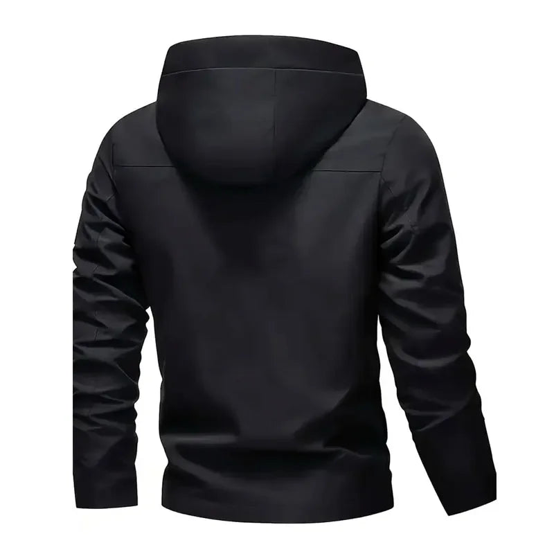 Men's Spring Autumn Streetwear Hooded Jacket 2026 New Casual Zip Up Loose Coat Outdoor Hiking Jogging Activewear Windbreaker