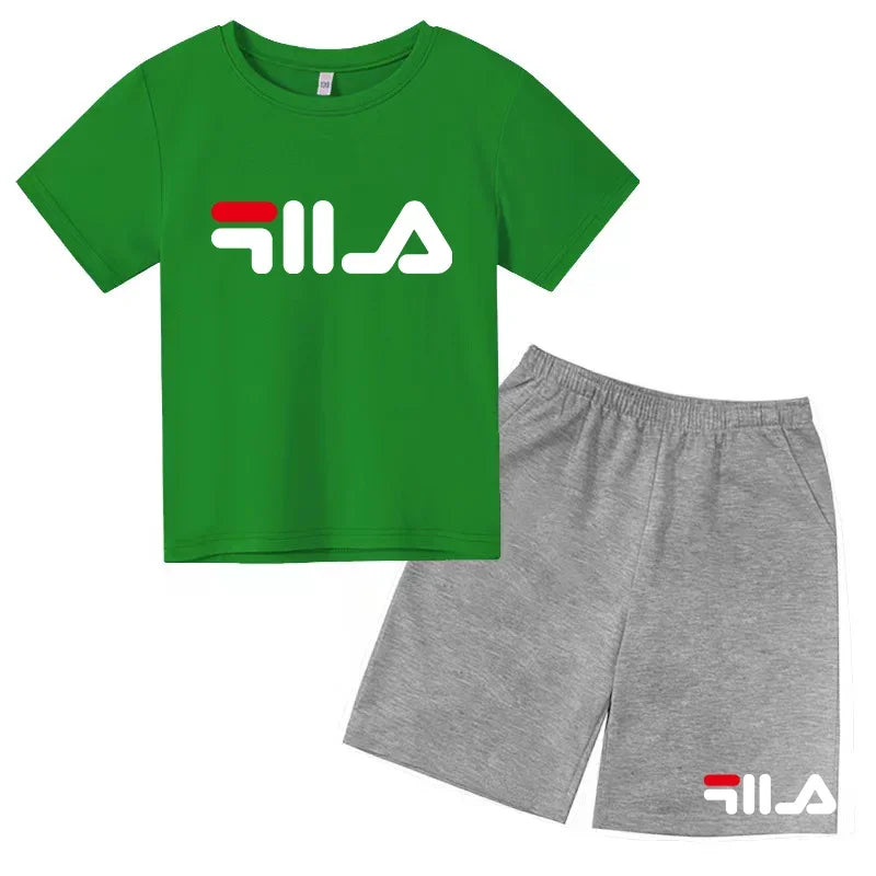 Children's Clothing T-shirt Set Fashion Printing Sports Leisure Summer Wear 3-12 Year Old Toddler Size Boys and Girls Gift