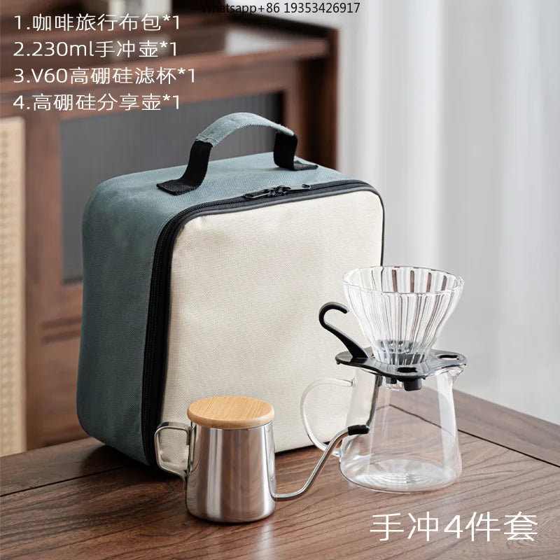 New V60 Travel Hand Brew Coffee Electric Bean Grinder Gift Box Set Stainless Steel Coffee Suitable for Pot Household Storage