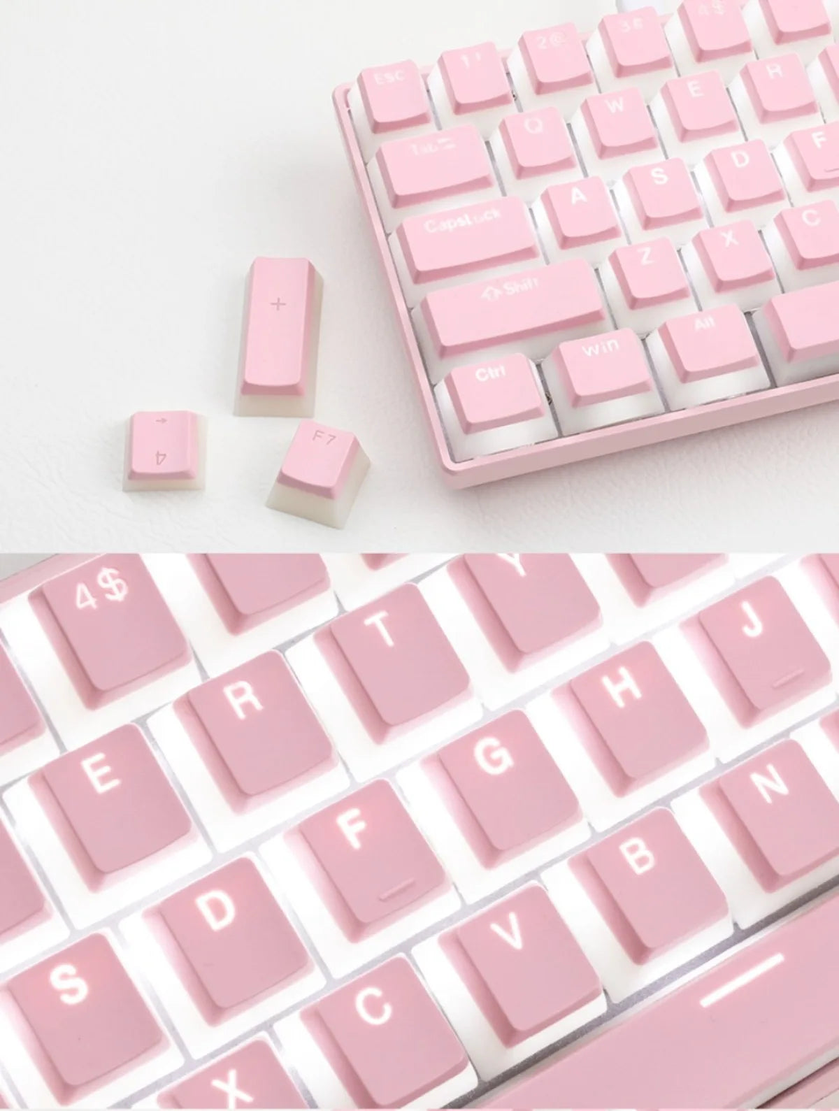 Pudding Keycaps, PBT Shine Through Keycaps 130 Keys Set OEM Profile, for 100%, 75%, 65%, 60% Keyboard for Mechanical Keyboard