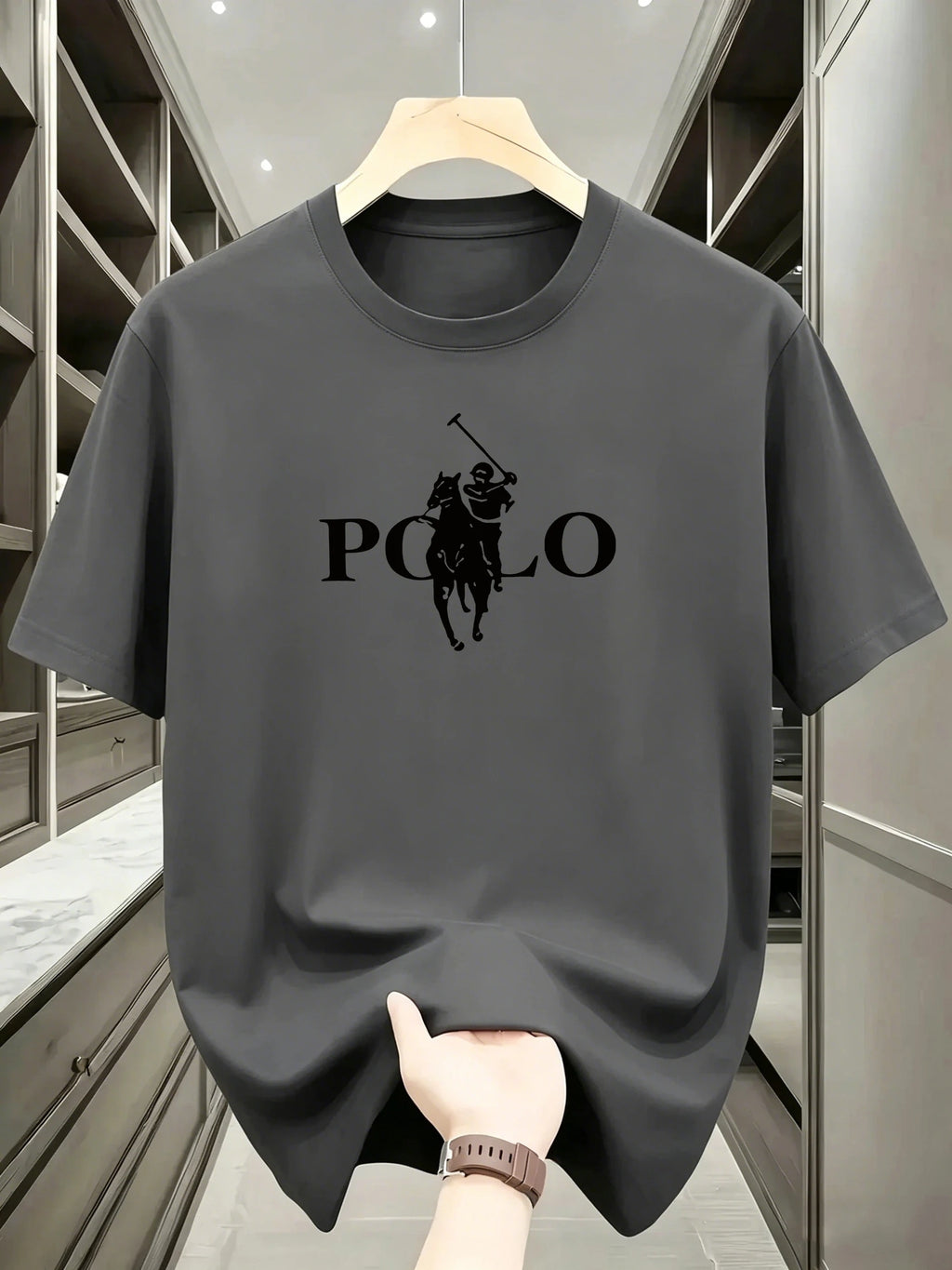 Men's Summer Simple and Fashionable Casual Business Short Sleeved T-shirt Round Neck Solid Color Sports Quick Drying Top