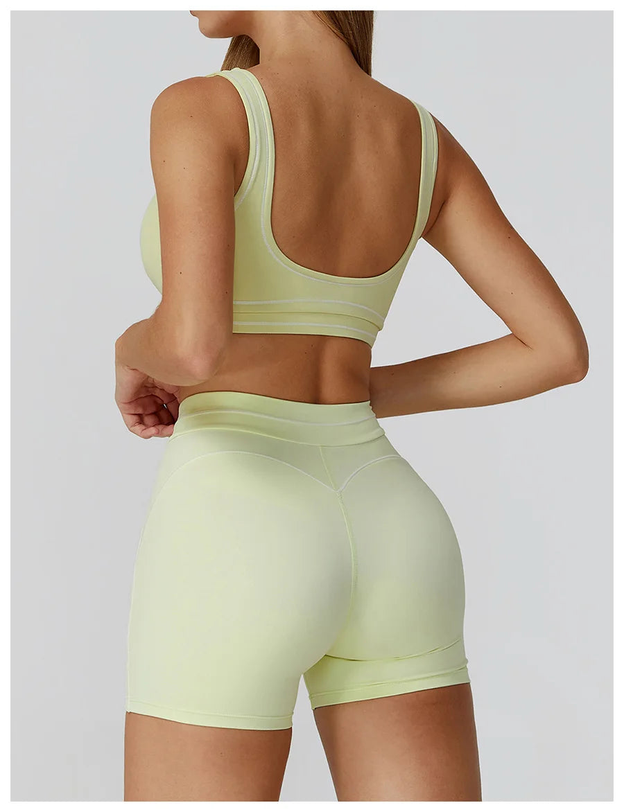 Yoga Set 2PCS Gym Clothes Sportswear Workout Outfits Women Long Sleeve Top Tracksuits Fitness Sports Bra Running Shorts Leggings