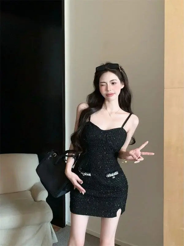 Small Fragrance Style Tweed Set Black Jacket Women's Short Dress Two-Piece Suit Autumn Fashion Trend Miniature Two-Piece Set
