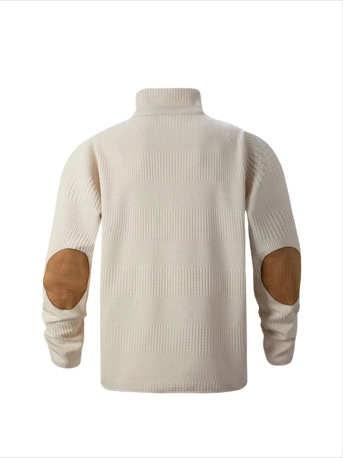 2026 New Spring Autumn Men's Jacquard Knit Sweatshirt, European Size Stand Collar Long Sleeve Loose Casual Outdoor Pullover