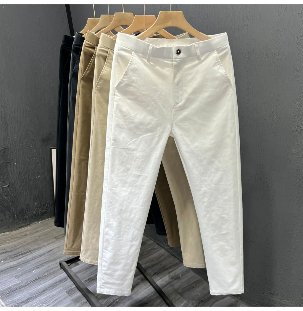 Men's Summer Thin Pants 2025 New Straight Simple and Versatile White Casual Man Clothing Trendy Slim-fitting Cotton Cargo Pants