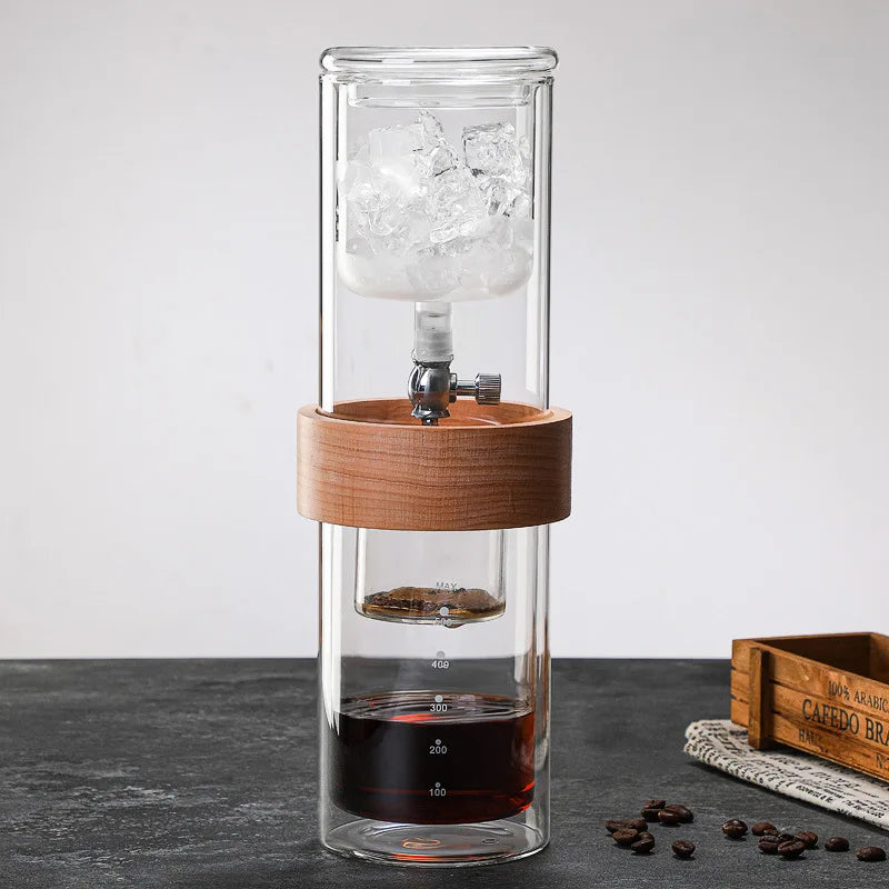 Glass Cold Brew Coffee Pot Glass Coffee Tools Double Layer Ice Drip Hand Brew Coffee Pot Set Barista Accessories