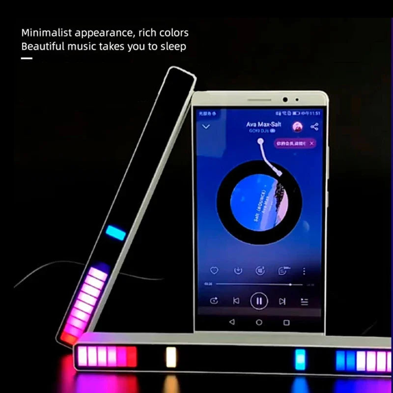 Smart RGB Sound Control Lights 3D Double Sided Pickup LED Lights Rhythm Ambient LAMP APP Control For Car Gaming Desktop Lights