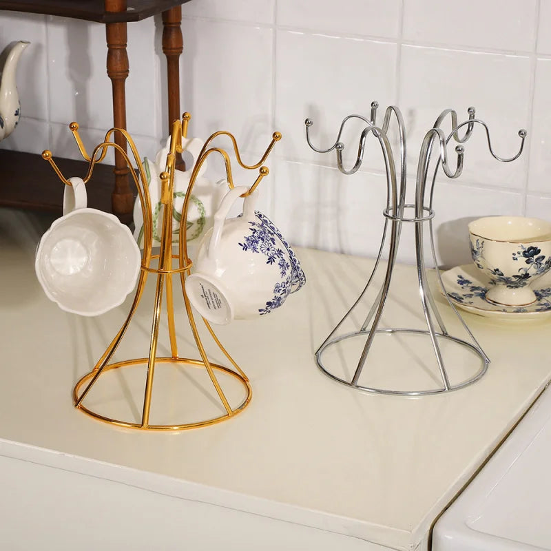 Home Desktop Flat Six Cup Iron Frame, Kitchen Inverted Water Cup Storage Rack, Restaurant Coffee Cup Storage And Drainage Rack