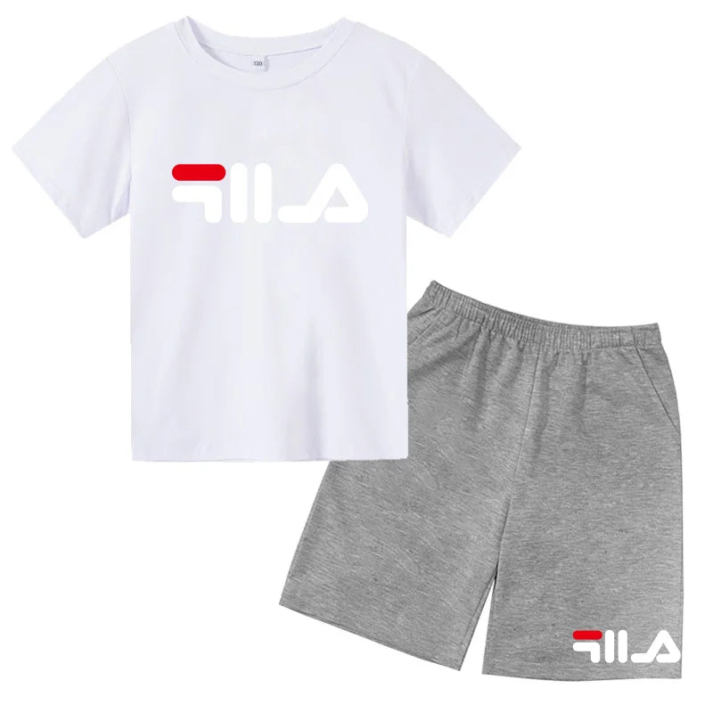 Children's Clothing T-shirt Set Fashion Printing Sports Leisure Summer Wear 3-12 Year Old Toddler Size Boys and Girls Gift