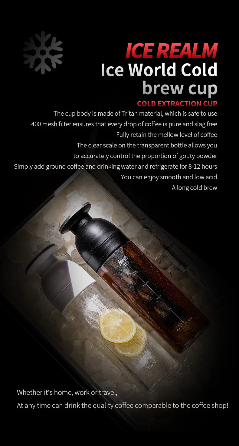 Bincoo Ice World Cold Brew Coffee Cup Portable Cold Steep Bottle Tritan Material Heat Resistant Travel Water Bottle for Home