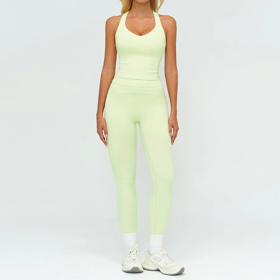 Yoga Set 2PCS Gym Clothes Sportswear Workout Outfits Women Long Sleeve Top Tracksuits Fitness Sports Bra Running Shorts Leggings