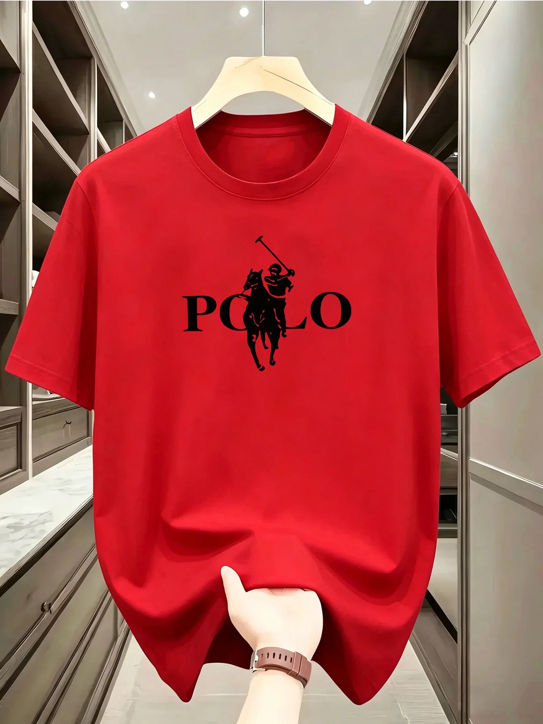 Men's Summer Simple and Fashionable Casual Business Short Sleeved T-shirt Round Neck Solid Color Sports Quick Drying Top
