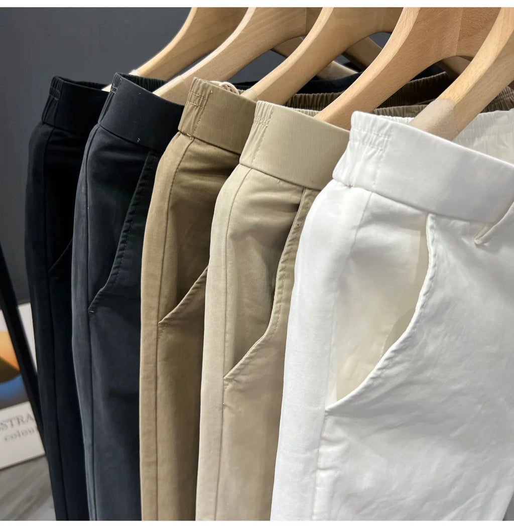 Men's Summer Thin Pants 2025 New Straight Simple and Versatile White Casual Man Clothing Trendy Slim-fitting Cotton Cargo Pants