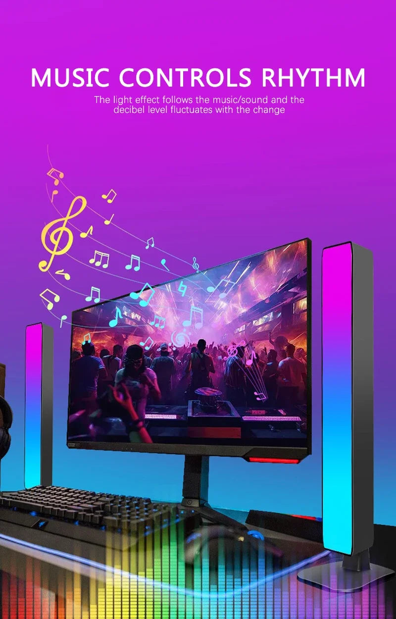 Smart RGB Esports Light Wifi Tuya Music Rhythm Sound Pickup Car Atmosphere Light Festival Gaming Room Desktop Decor Lamp