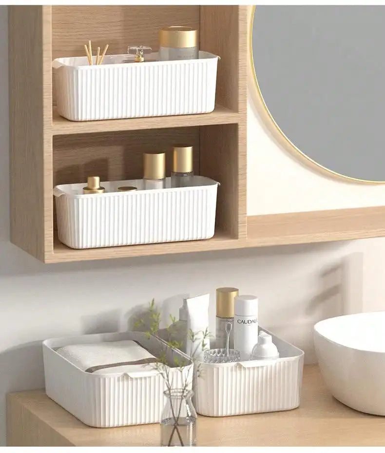 WORTHBUY Multifunctional Plastic Storage Box With Handle Desktop Organizer For Food Bathroom Kitchen Cabinet Storage Organizer