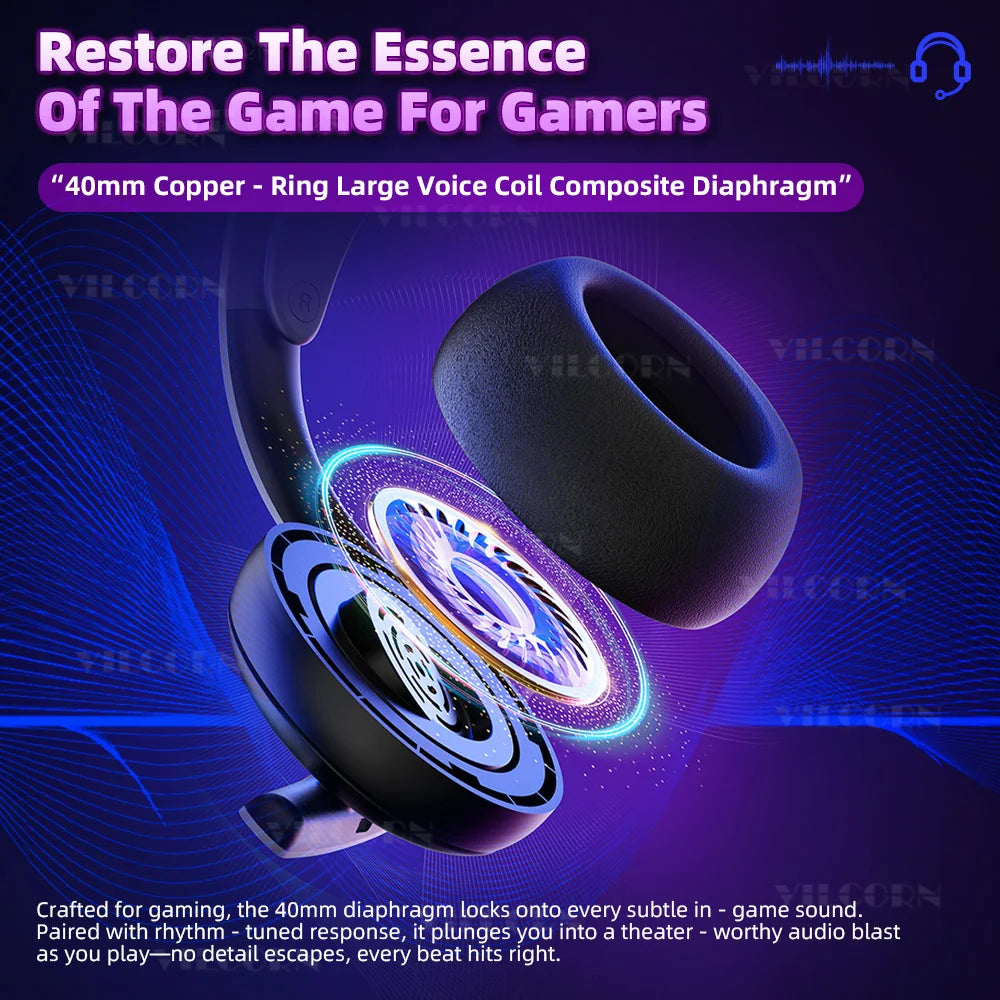 【2.4G Wireless/Wired/BT】Gaming Headset for PS5/PS4/PC eSports Headphones Spatial Audio Retractable Microphone 40mm Voice Coil
