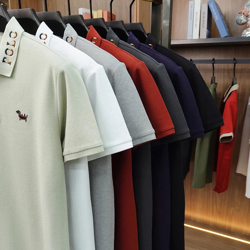 100% pure cotton short sleeve polo shirt summer comfort men's T-shirt designer brand cartoon dog embroidery fashion casual top