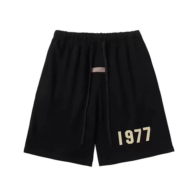 2026 new hot selling 3D silicone letter plush short sleeved high street casual sports shorts, suitable for both men and women