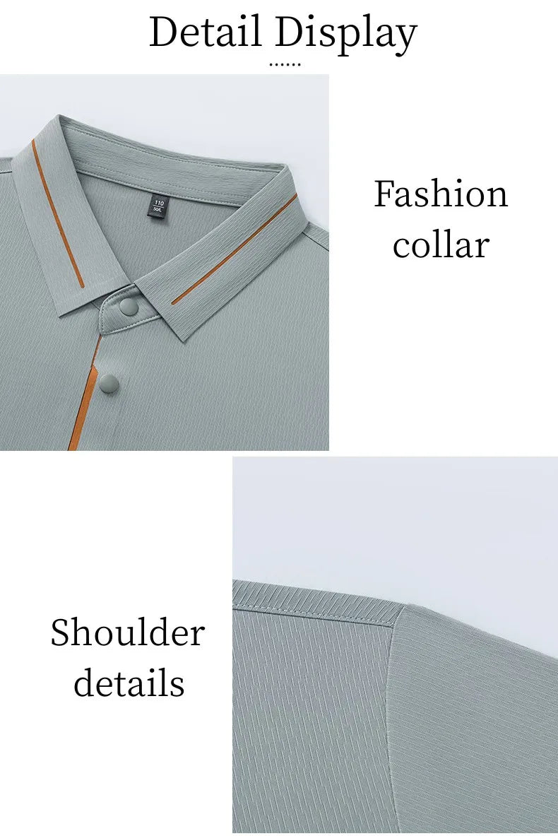 Luxury brand ice silk short sleeve polo shirt men's summer fashion letter embossed comfort breathable leisure high-end T-shirt
