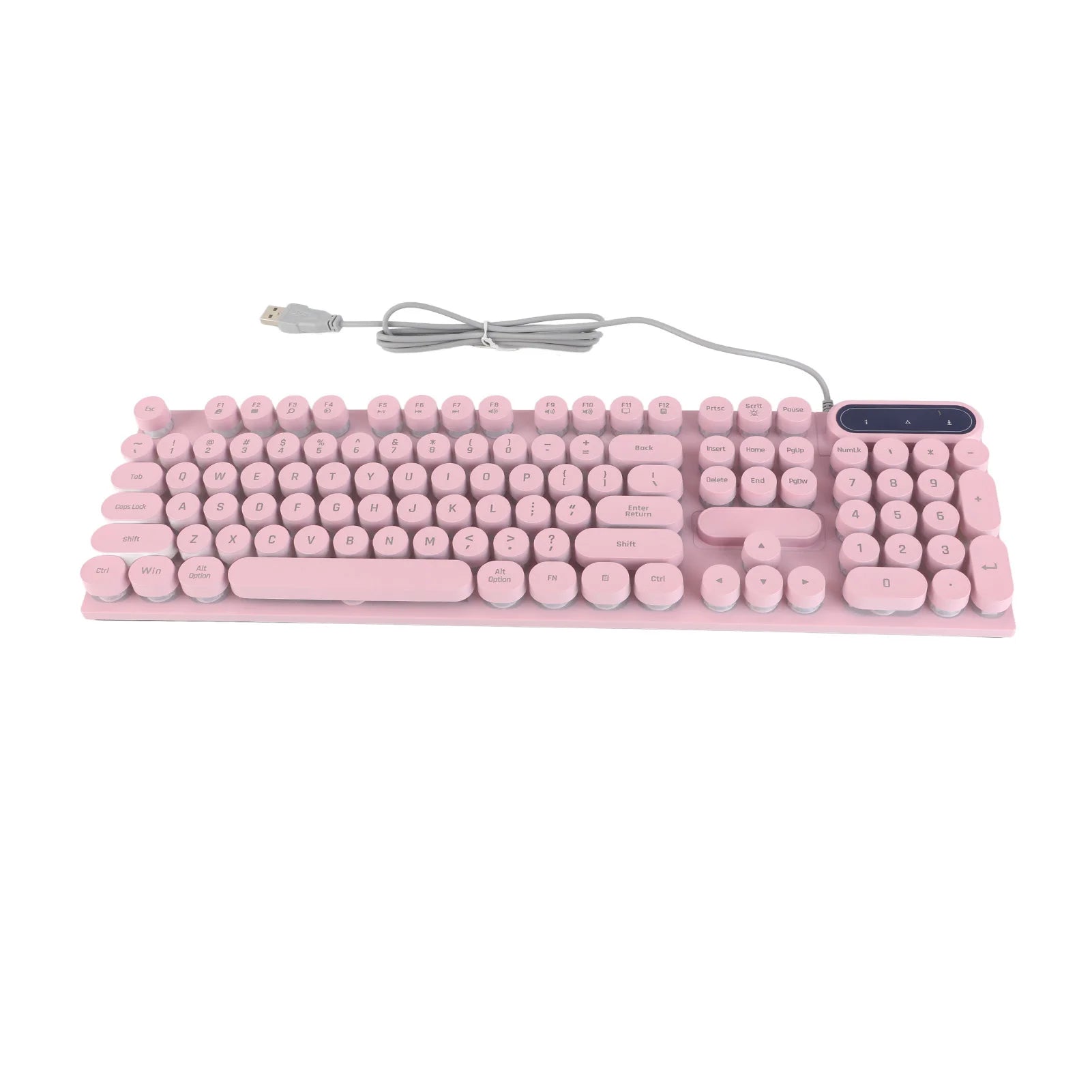 1Pc Gaming Keyboard USB Round 104 Keycaps Backlit Ergonomic Fodable Feet Multimedia Keys Wired Keyboard for Desktop Laptop