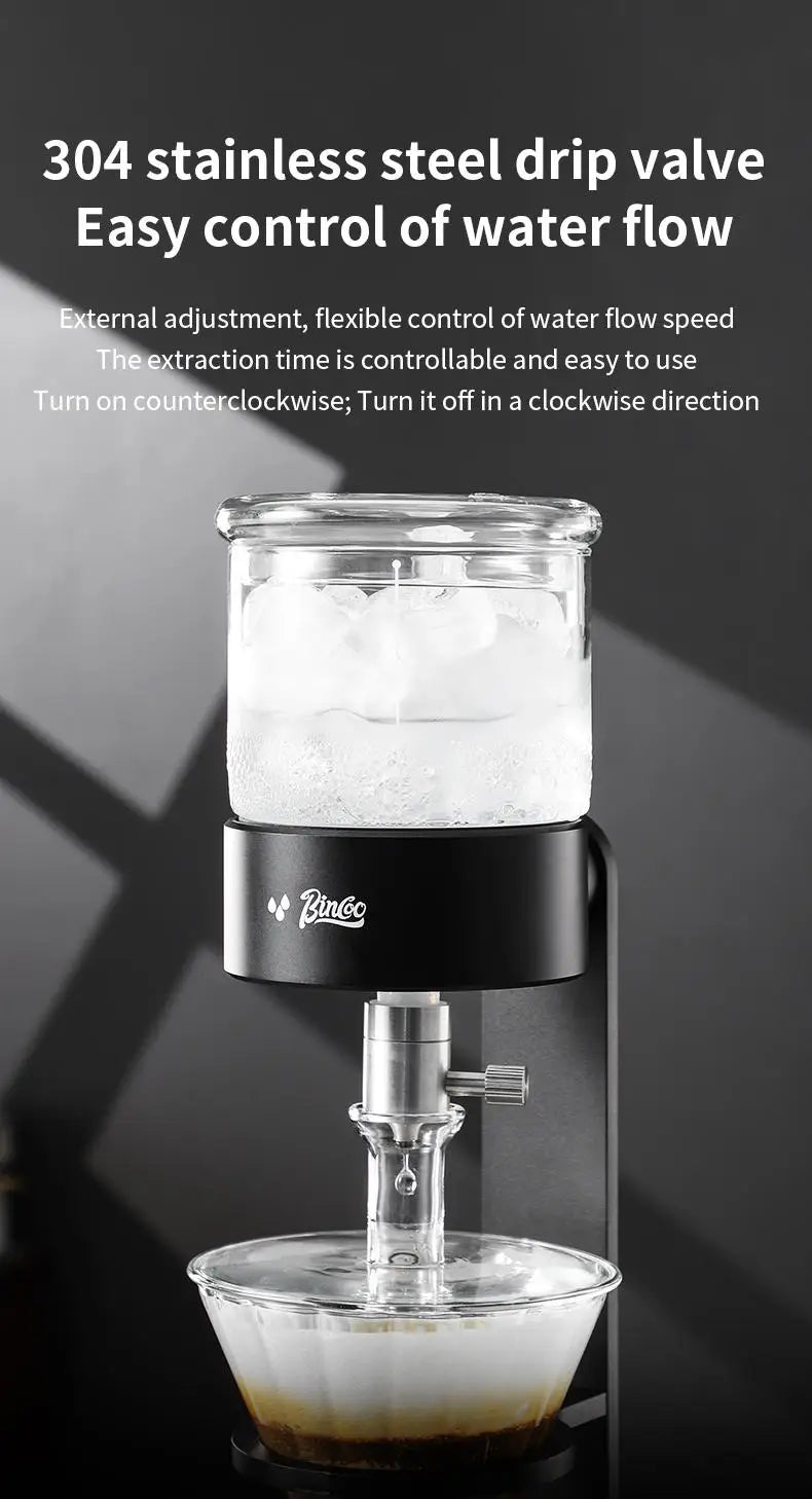 BINCOO L-Shaped Cold Brew Coffee Dripper Cold Brew Drip Coffee Maker Ice Brew Drip-Style Low-Temperature Slow-Brewed Coffee