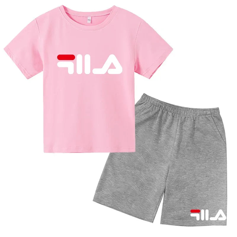 Children's Clothing T-shirt Set Fashion Printing Sports Leisure Summer Wear 3-12 Year Old Toddler Size Boys and Girls Gift