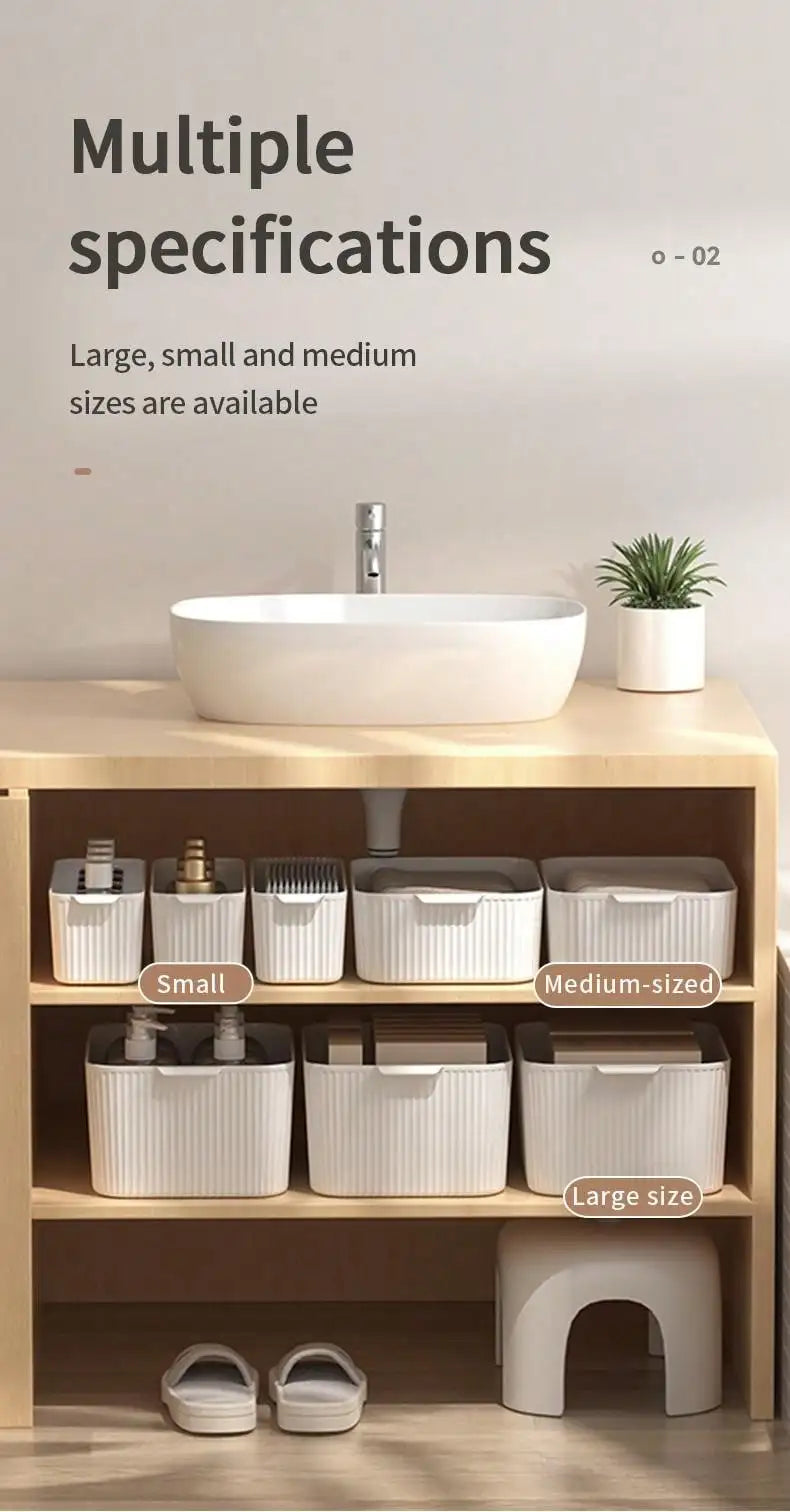 WORTHBUY Multifunctional Plastic Storage Box With Handle Desktop Organizer For Food Bathroom Kitchen Cabinet Storage Organizer