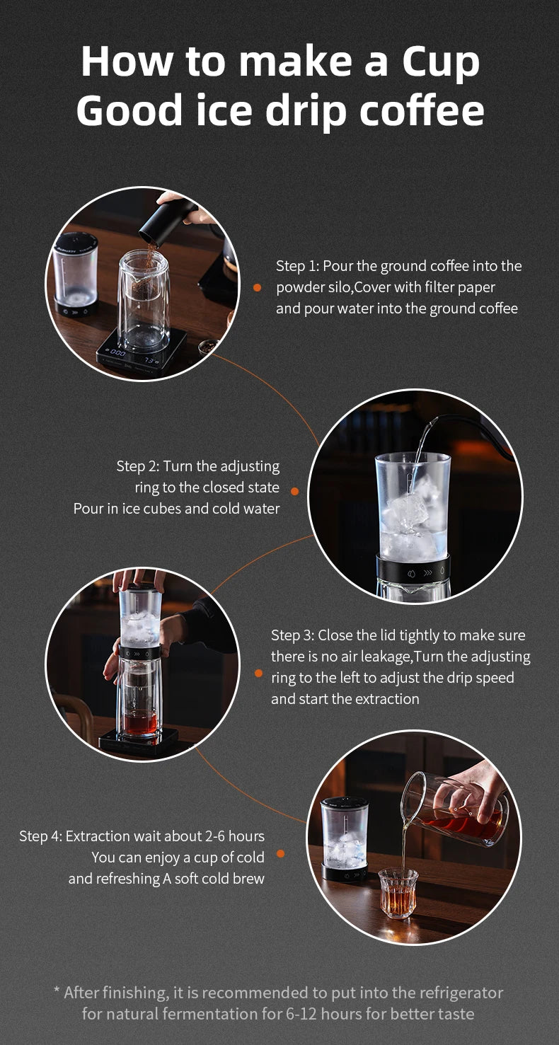 Bincoo Cold Brew Extraction Pot Double-layer Glass Ice Drip Pot Drip Coffee Maker Extraction Ice Sharing Cup 450ML