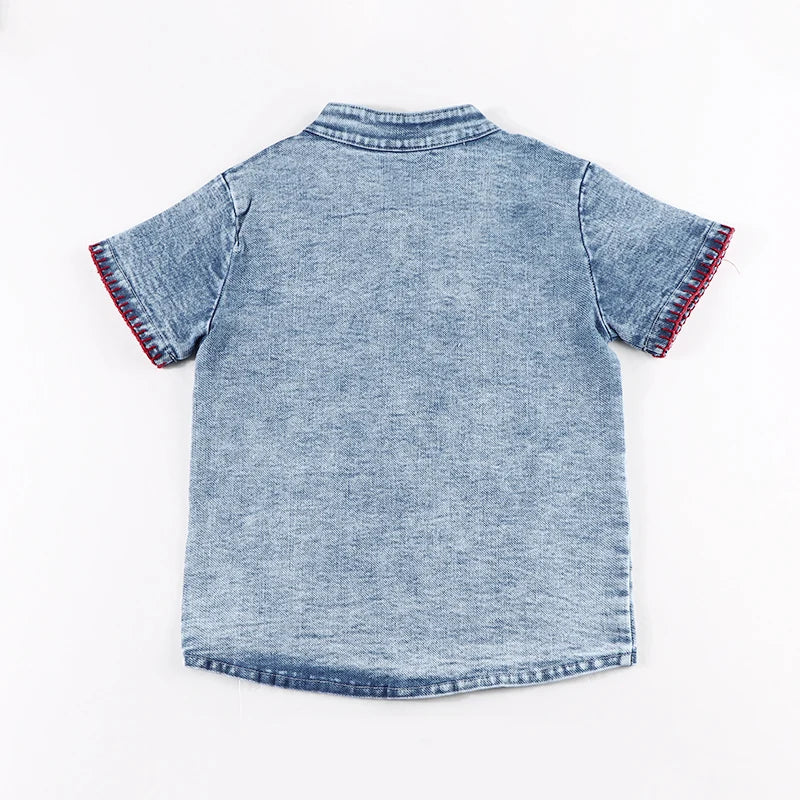 6m-12t 2024 New Summer Spring Denim Famliy Clothing Set Girls Suspender Dress Skirt Baby Sleeveless Romper Overall Boys Shirt