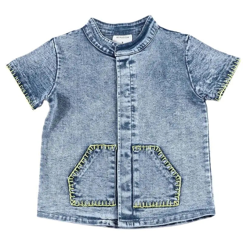 6m-12t 2024 New Summer Spring Denim Famliy Clothing Set Girls Suspender Dress Skirt Baby Sleeveless Romper Overall Boys Shirt