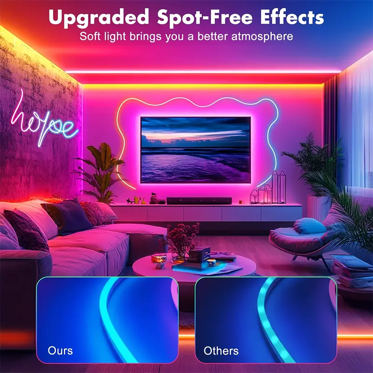 LED Neon Strip RGBIC Gaming Ambient Lighting DC 5V Waterproof  Flexible Ribbon Tape Neon Lights With Bluetooth Music Control