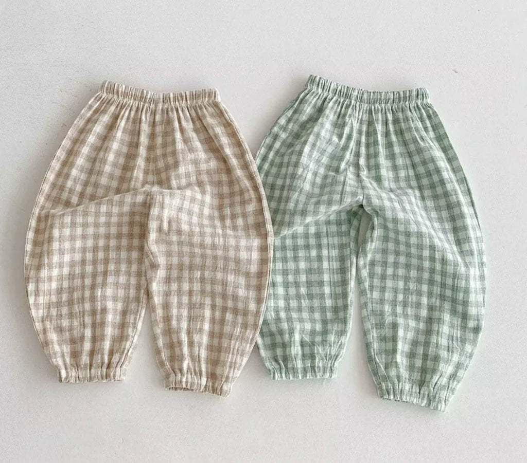 Spring Summer Boys Striped Loose Pants Baby Girl Vintage Casual Linen Cotton Harlan Pants Kids Lace-up Pant Children Clothing