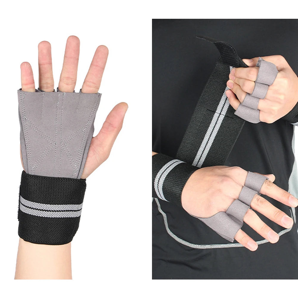1 Pair Weight Lifting Training Gloves Fitness Sports Body Building Gymnastics Grips Gym Hand Palm Wrist Protector Gloves
