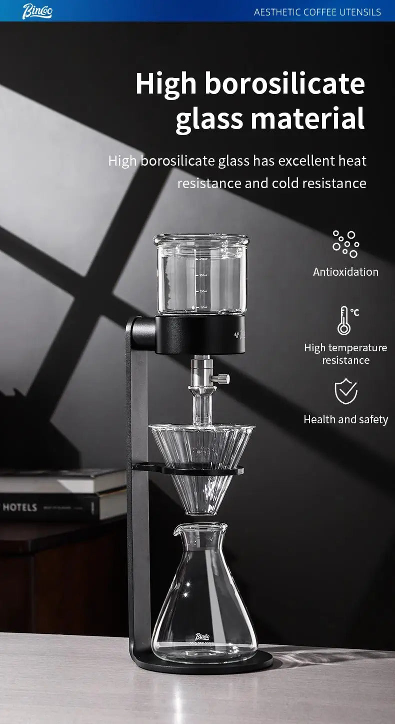BINCOO L-Shaped Cold Brew Coffee Dripper Cold Brew Drip Coffee Maker Ice Brew Drip-Style Low-Temperature Slow-Brewed Coffee