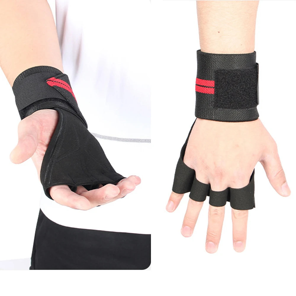1 Pair Weight Lifting Training Gloves Fitness Sports Body Building Gymnastics Grips Gym Hand Palm Wrist Protector Gloves