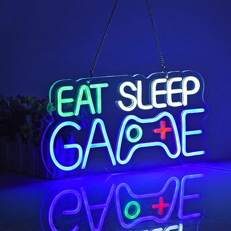 Game Neon Sign Light LED Gaming Zone Room Music Game Handle Nightlight Custom Business Logo Decor Bar Internet Cafe Shop Party