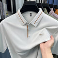 Luxury brand ice silk short sleeve polo shirt men's summer fashion letter embossed comfort breathable leisure high-end T-shirt