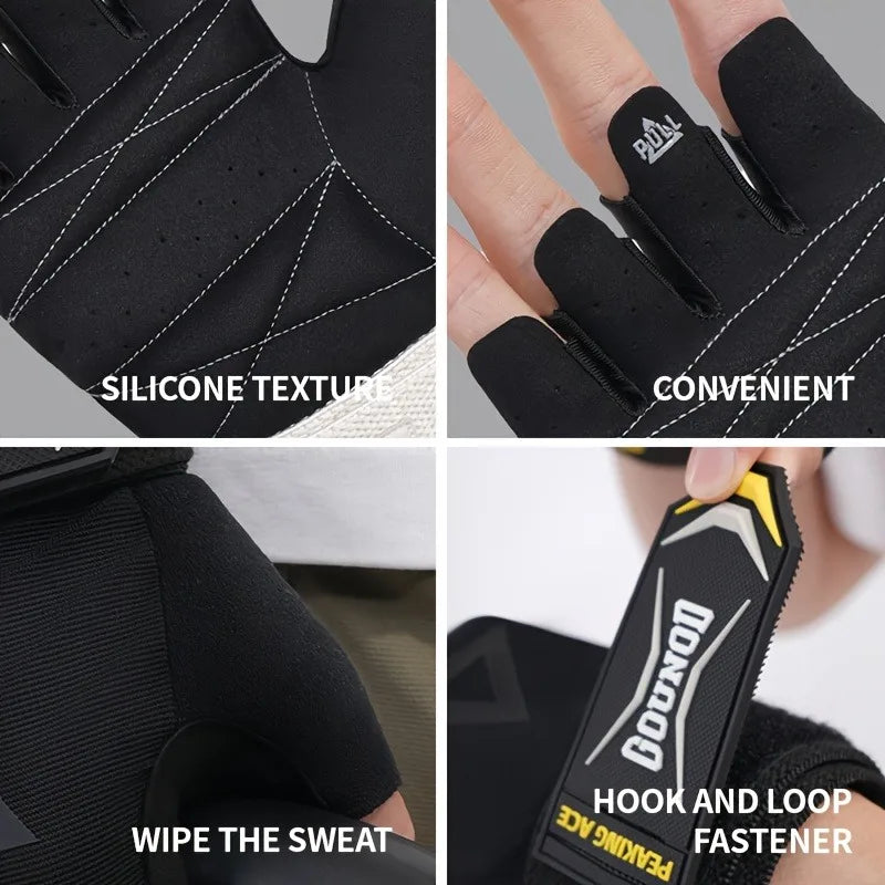 1 Pair Heavy-Duty Weight Lifting Gloves - Non-Slip Grip, Adjustable Buckle Closure, Ergonomic Design for Gym, Bodybuilding,