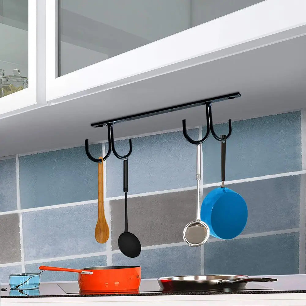 1pc Mug Rack Under Cabinet Coffee Cup Holder Mugs Cups Drying Hook Kitchen Closet Under Shelf Hanging Organizer Hook