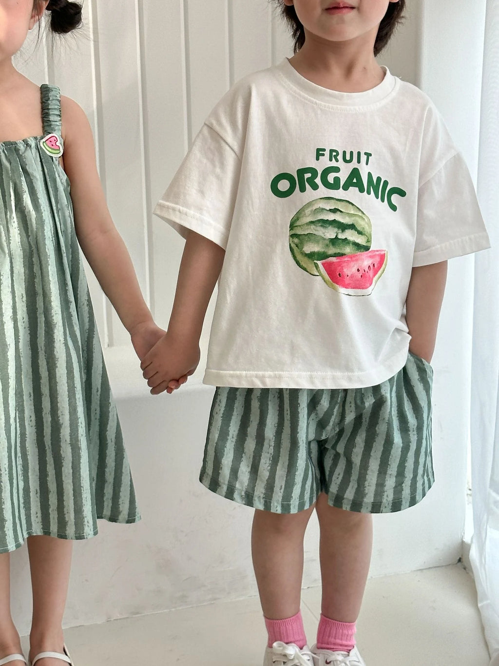 Children Clothes 2025 Summer New Cotton Stripe Baby Girl Suspender Dress Or Boy's Suit Brother And Sister Clothes
