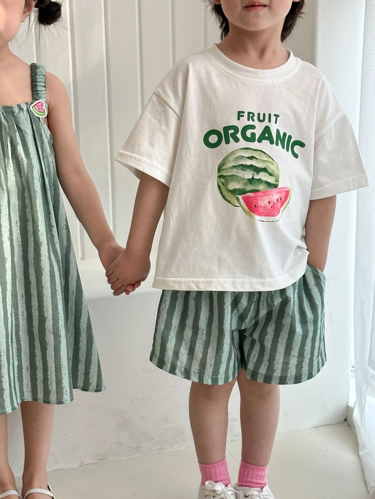 Children Clothes 2025 Summer New Cotton Stripe Baby Girl Suspender Dress Or Boy's Suit Brother And Sister Clothes