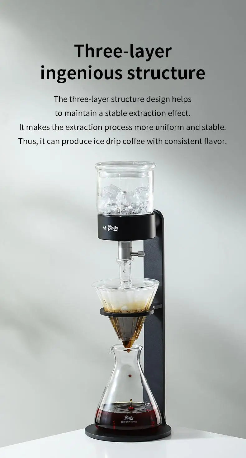 BINCOO L-Shaped Cold Brew Coffee Dripper Cold Brew Drip Coffee Maker Ice Brew Drip-Style Low-Temperature Slow-Brewed Coffee