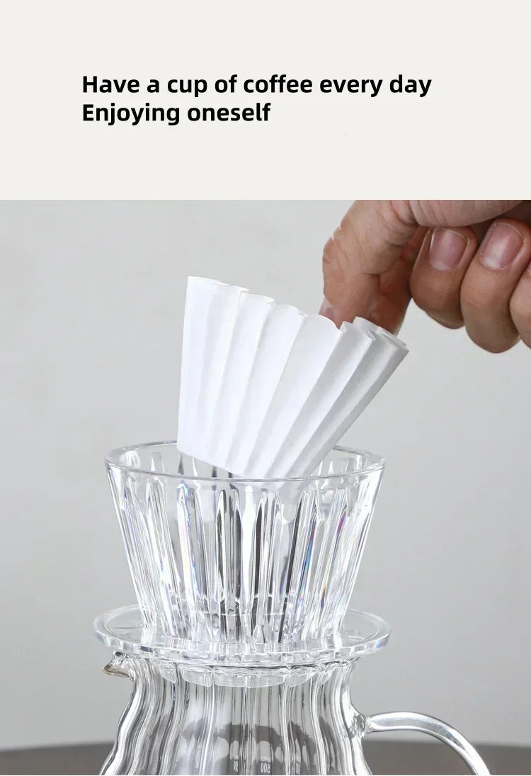 1 PC Acrylic Pour Over Coffee Filter Cup Set Cake Shaped Flat Bottom Home Brewing Kit with Filter Papers Reusable Easy Clean