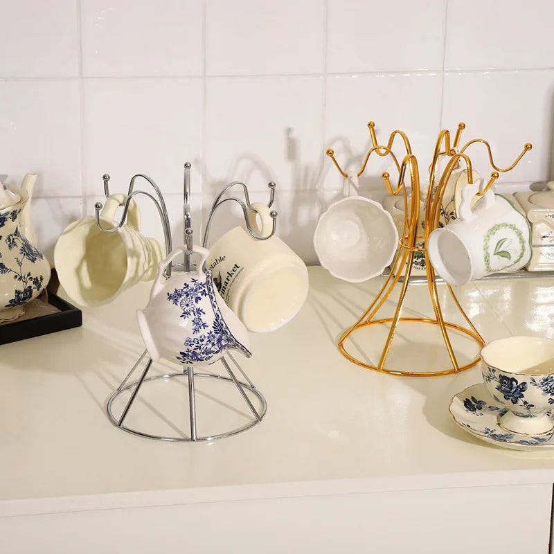 Home Desktop Flat Six Cup Iron Frame, Kitchen Inverted Water Cup Storage Rack, Restaurant Coffee Cup Storage And Drainage Rack