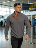 2026 New Spring Autumn Men's Jacquard Knit Sweatshirt, European Size Stand Collar Long Sleeve Loose Casual Outdoor Pullover
